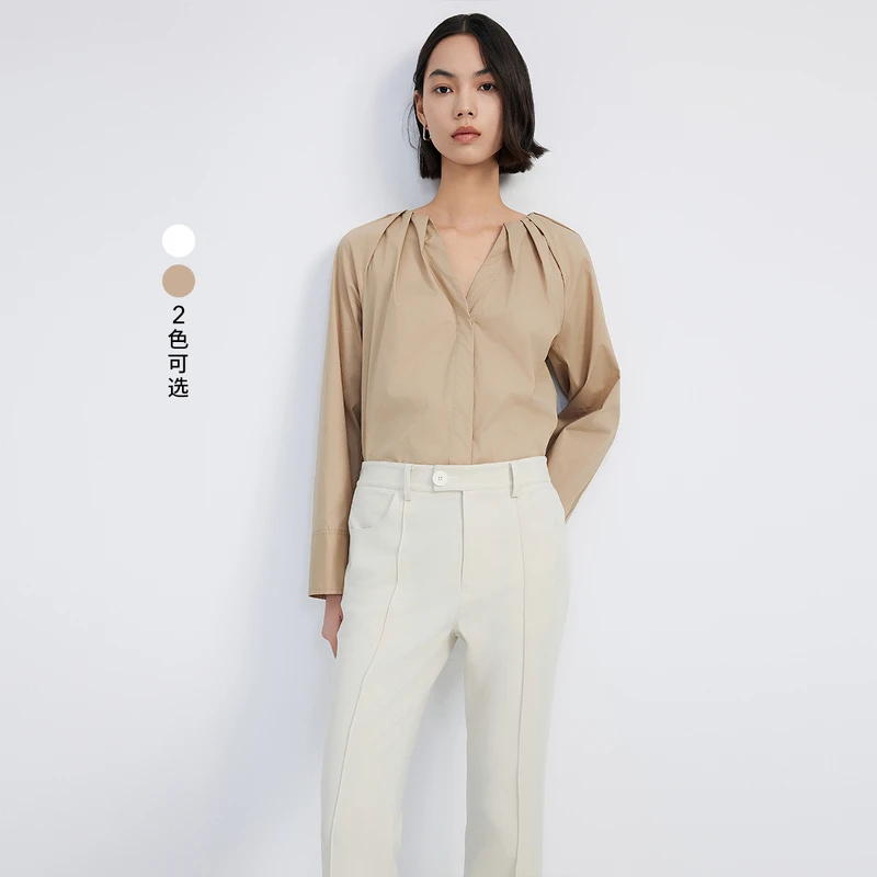 LILY2024春新款女装衬衫124129C4910