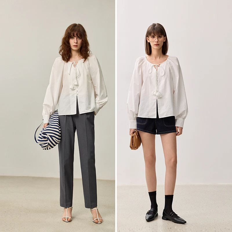 LILY2024秋新款女装衬衫124309C4923