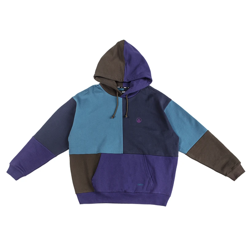 圣山服饰 原创设计2023秋冬系列蓝紫拼接帽衫