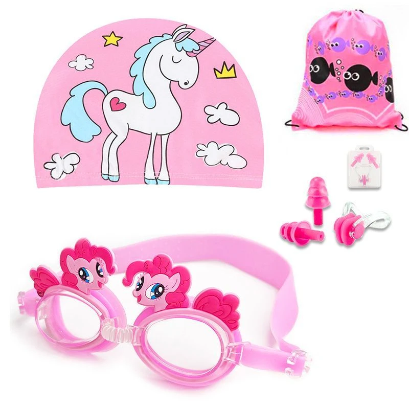 儿童泳镜泳帽男童女童游泳眼镜防水防雾卡通高清潜水专业泳帽套餐