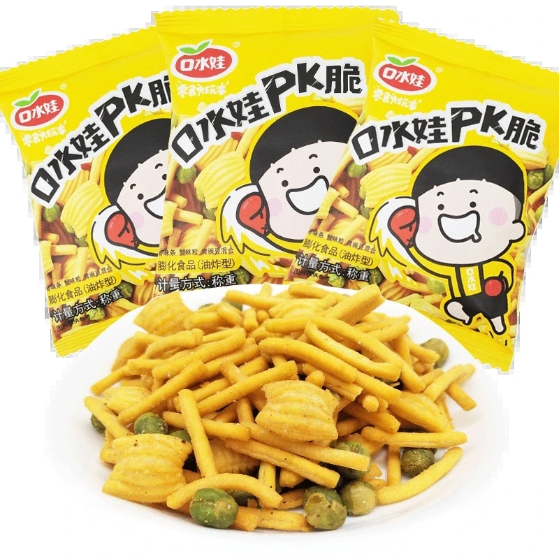 口水娃PK脆虾条蟹味粒青豆组合炒货解馋儿时怀旧追剧休闲零食小吃