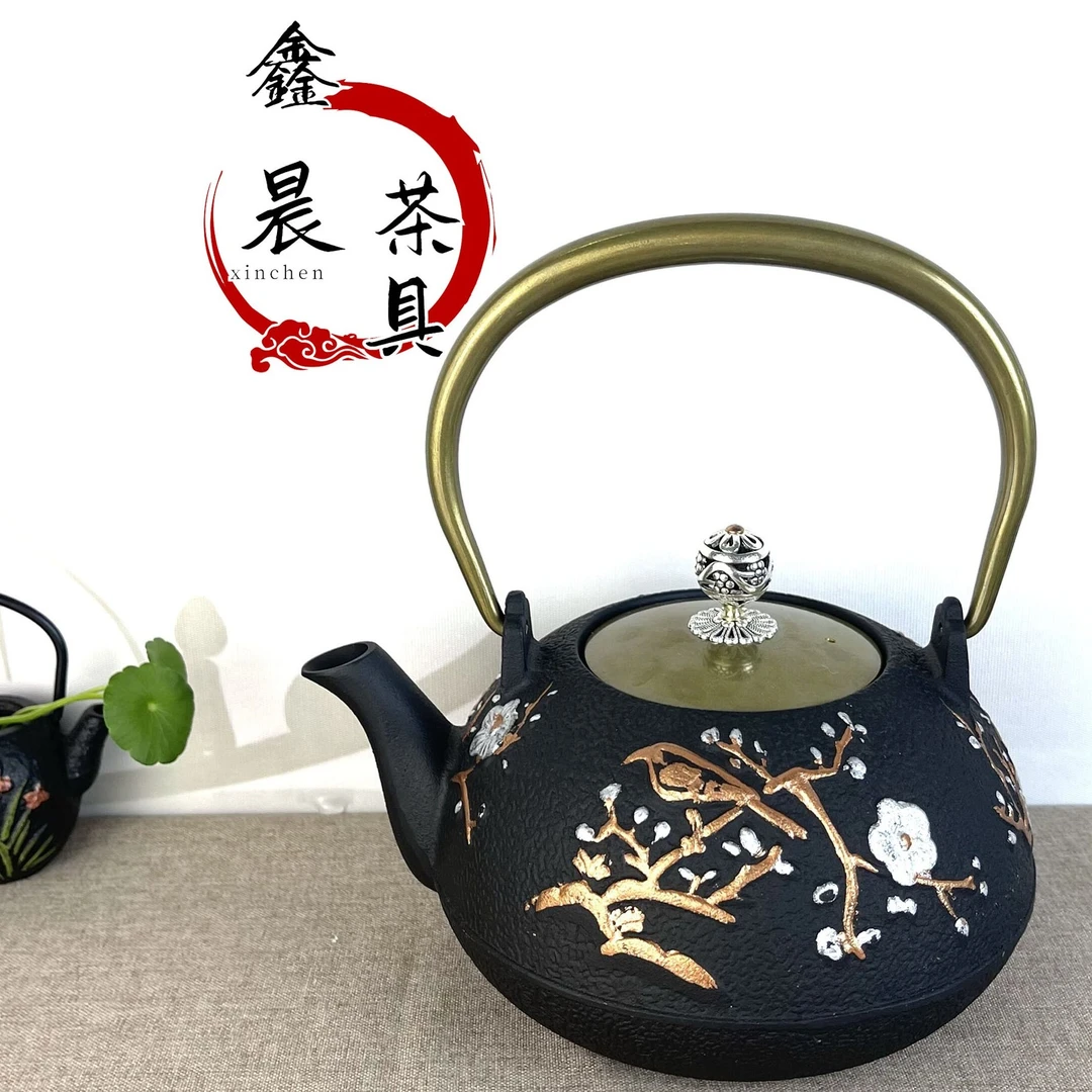 【喜上眉梢双铜1.2L】半手工壶围炉煮茶壶家用烧水壶户外铸铁壶