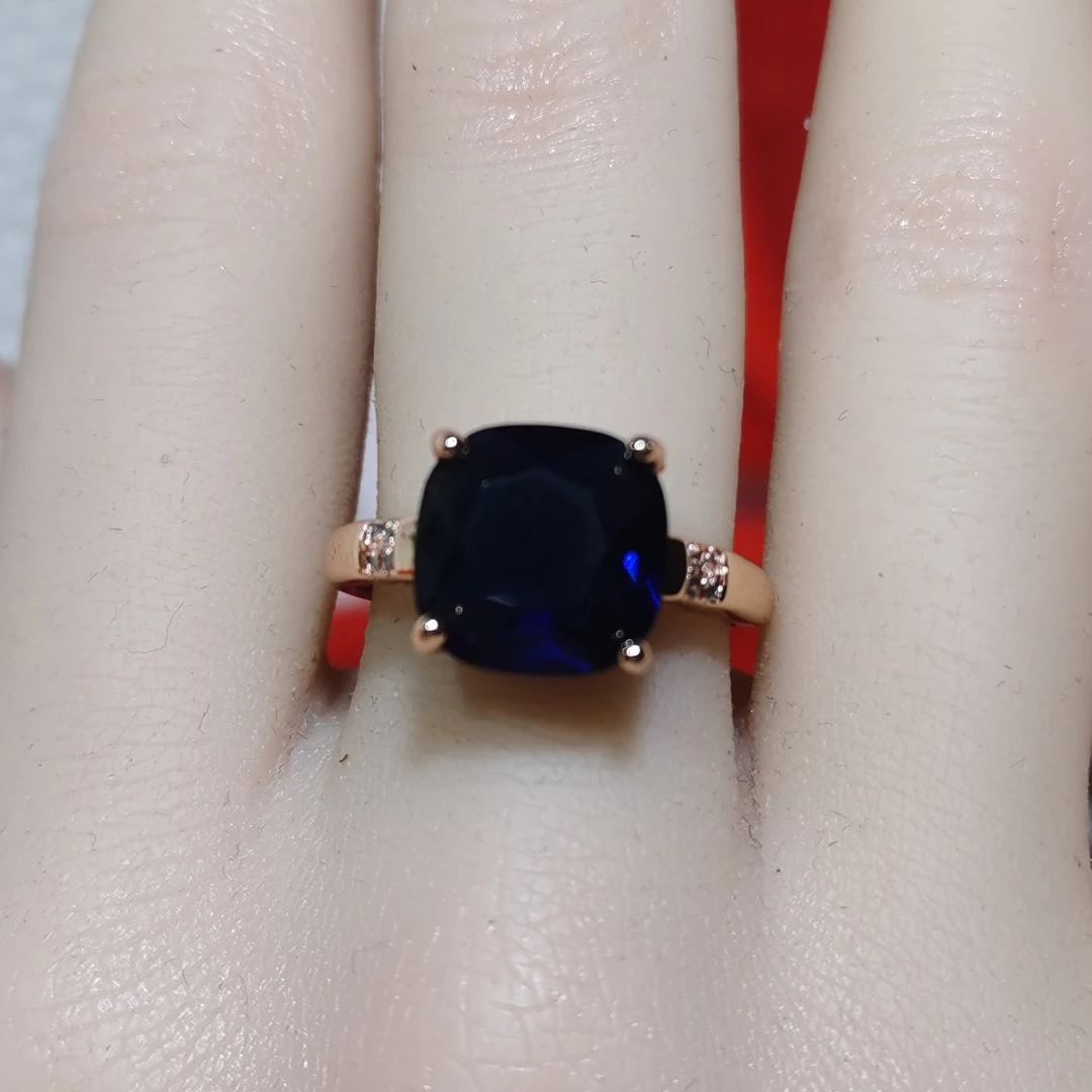 非金属莫桑石戒指 12144青春美饰精选深宝蓝色戒指活口玫瑰托镶嵌