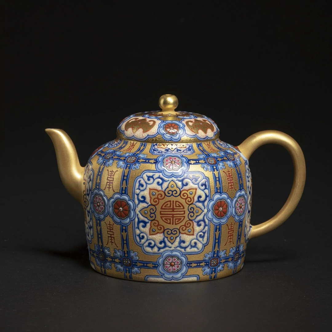 艺林堂国祚恒通艺林藏珍天圆地方团寿有福厝古壶纯手工茶具164ml