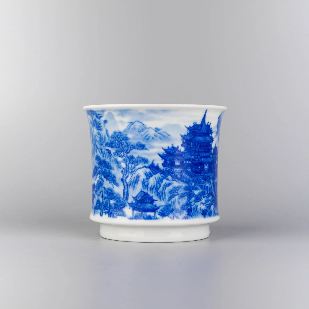 天义华青花蓬莱仙境手握杯【景德镇全手工】