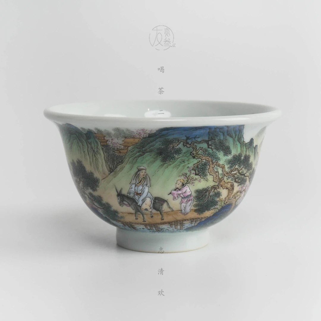 一儒堂青绿山水春山访友图主人杯【景德镇纯手工茶具125ml】