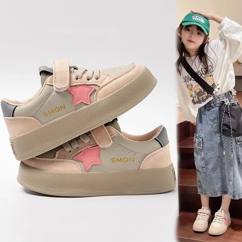 ABC女童板鞋韩版休闲鞋儿童鞋子2024星星德训鞋软鞋小女孩小白鞋