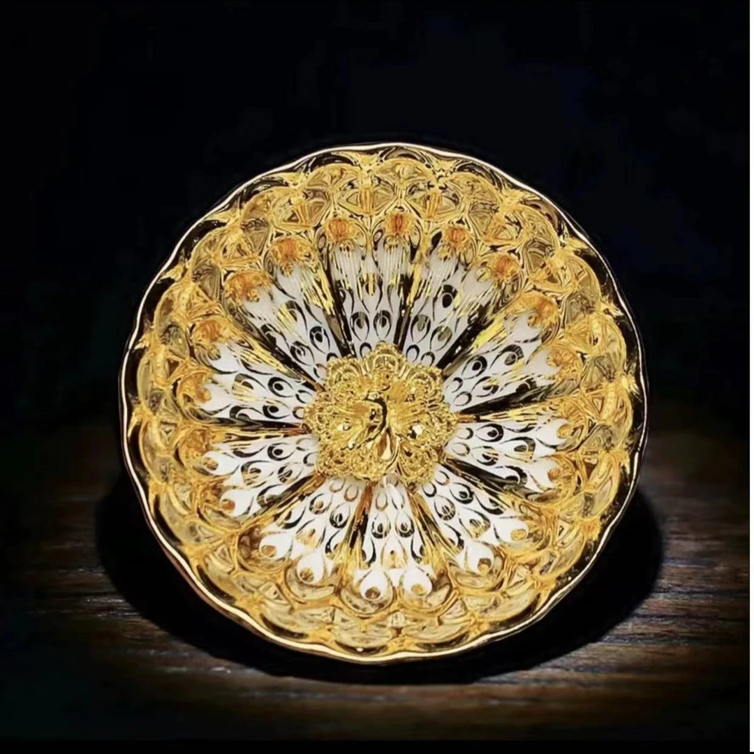 金玉满堂 孔雀茶杯