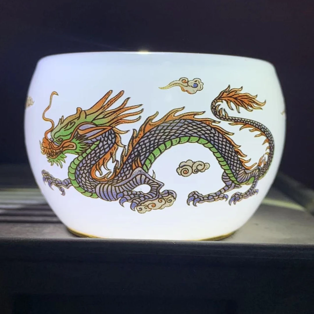 白月光双龙戏珠    精美手工琉璃杯功夫茶茶杯主人杯