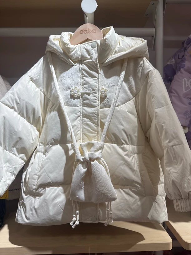 DB童装2024冬季新款女中大童时尚保暖加厚中款儿童羽绒服外套潮