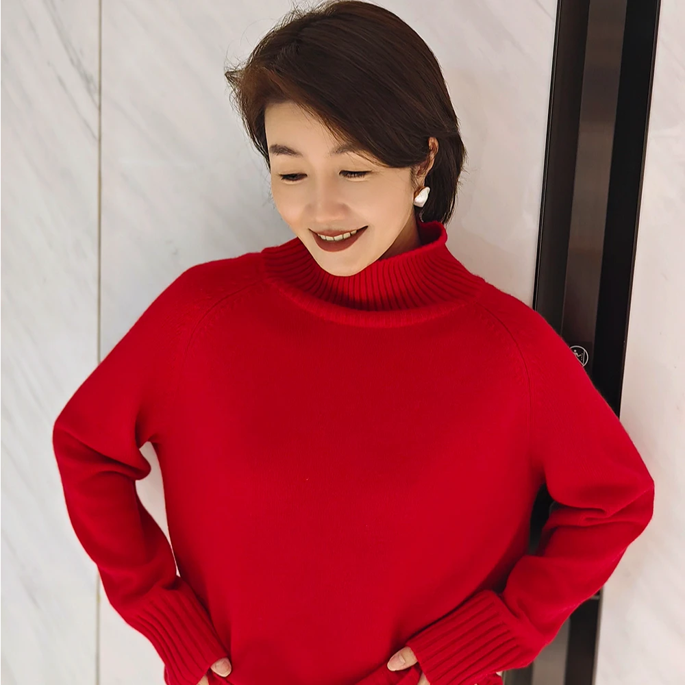 WANG RAN “格温情书”秋冬羊绒衫高领长袖毛衣