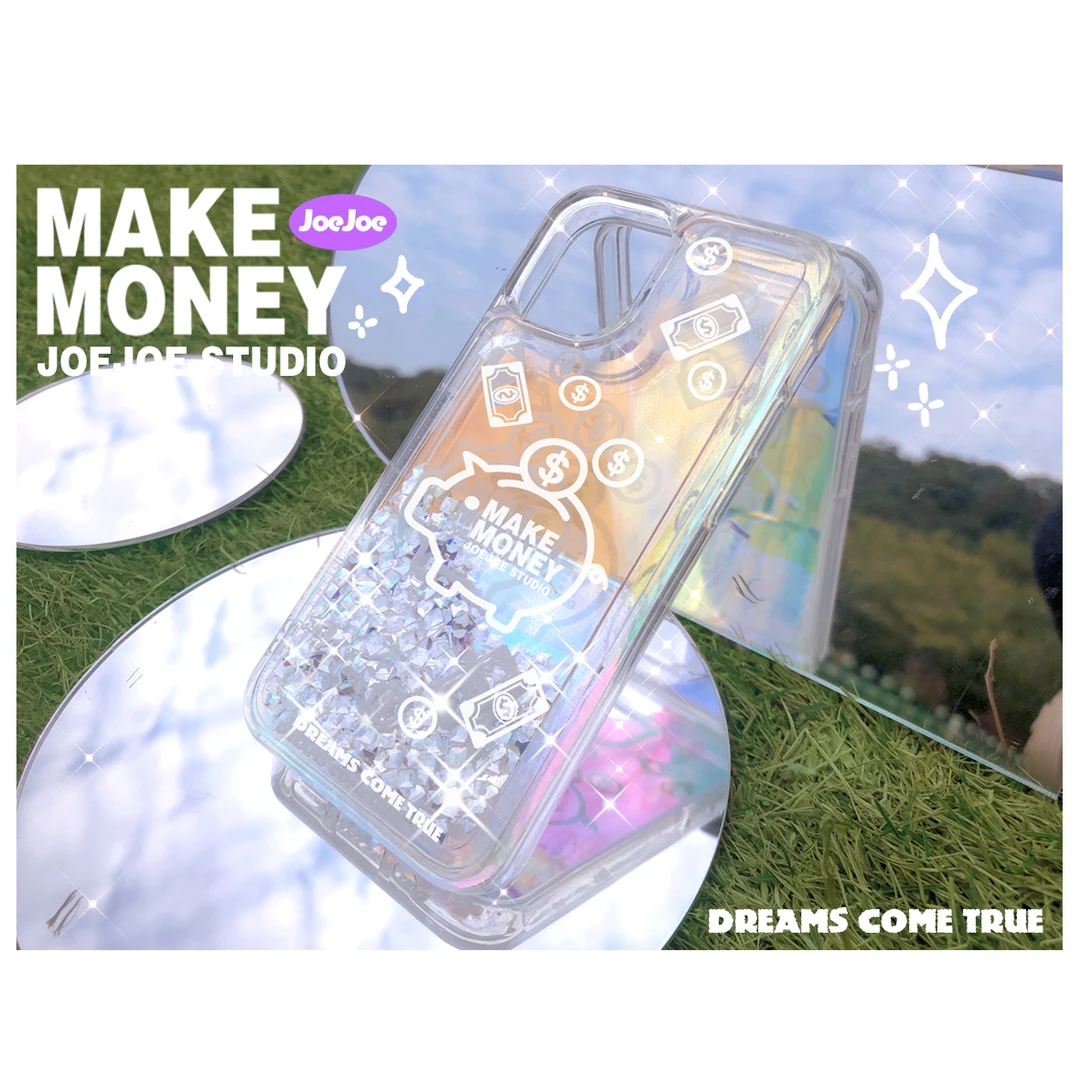 JOEJOE原创适用14苹果iphone15proMax钻石流沙手机壳13可爱12镭射