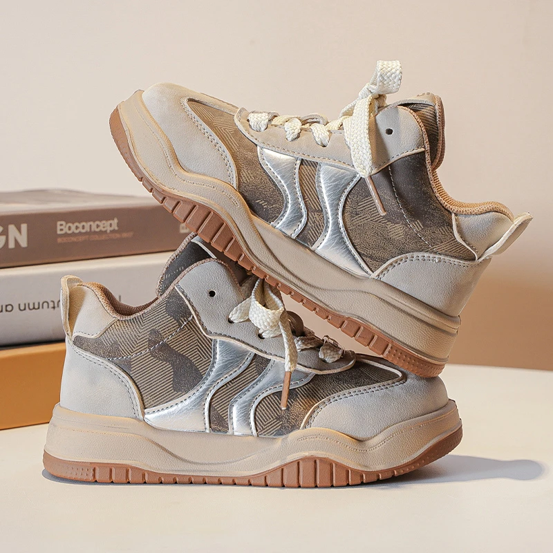 童鞋2025年秋冬新款防滑运动鞋厚底加绒男女小中大童春秋季网鞋子