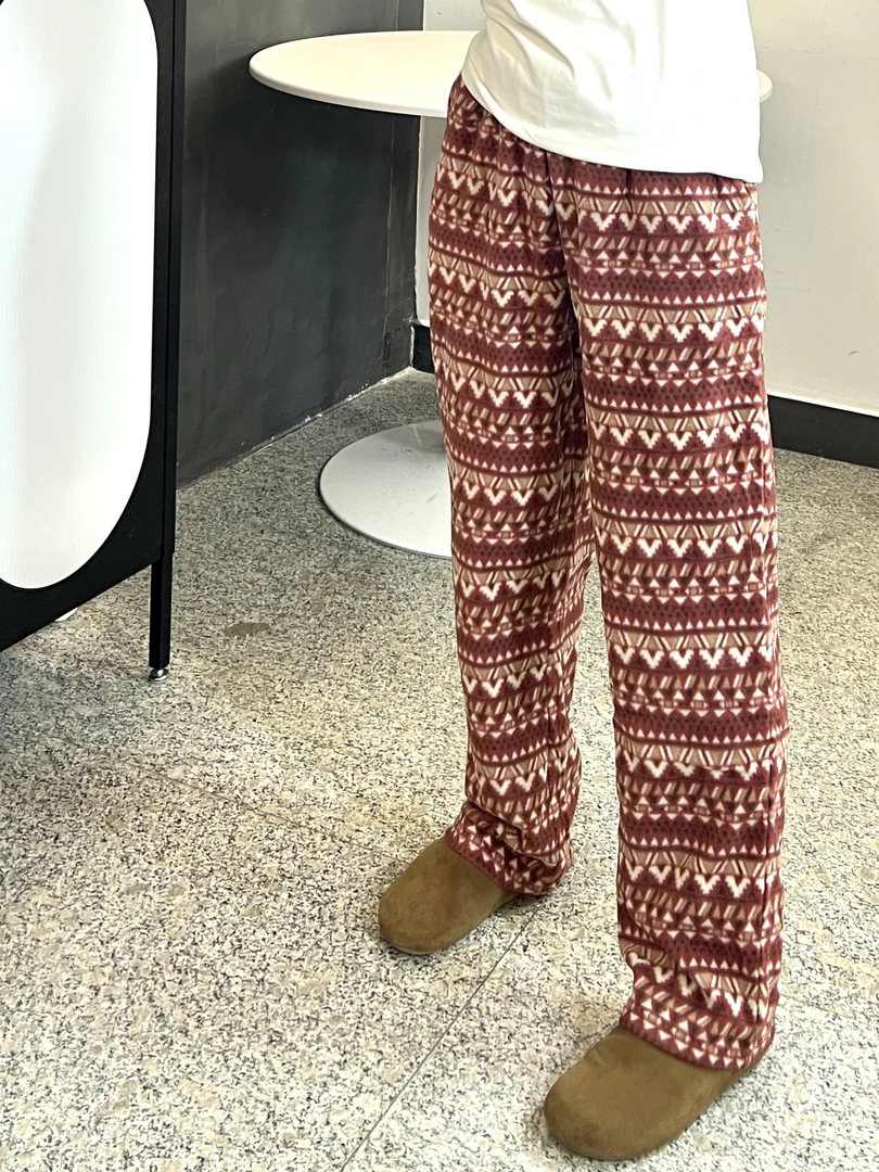 六色摇粒绒复古保暖直筒居家休闲裤