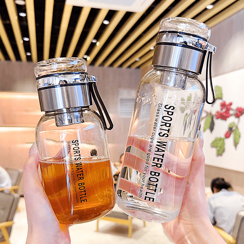 水瓶大容量玻璃杯子男高颜值夏季办公户外耐高温喝水茶水分离茶杯