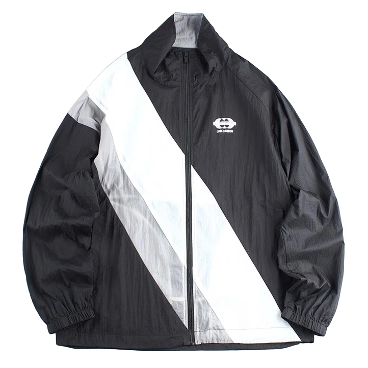 男士夏季薄款防晒衣撞色拼接潮流宽松时尚防风休闲立领夹克