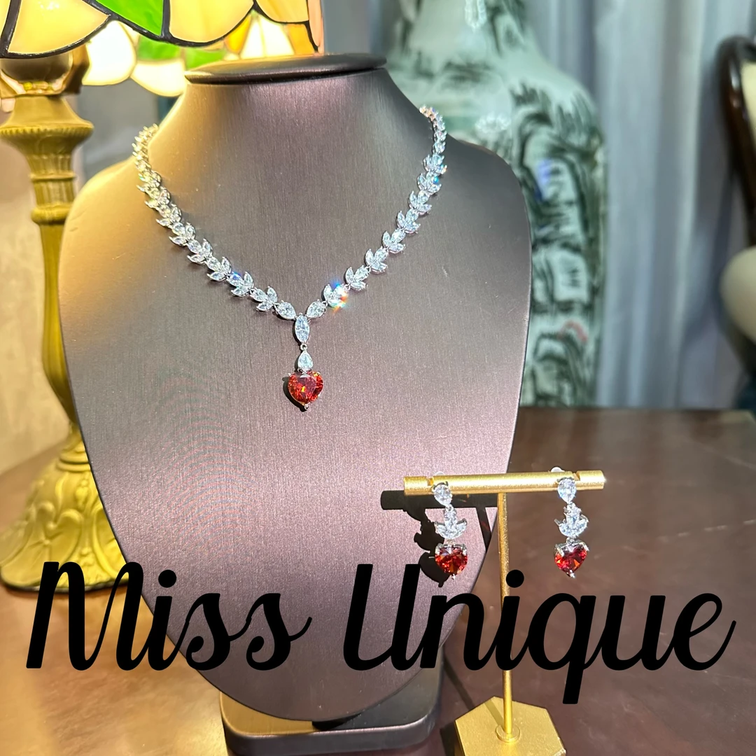 E8010红色爱心麦穗项链套装