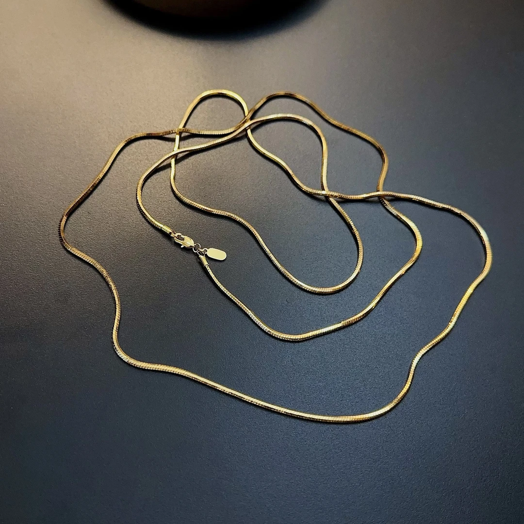 铜合金项链 复古金色超长蛇骨链细圆滚项链多圈项链NECug 0131