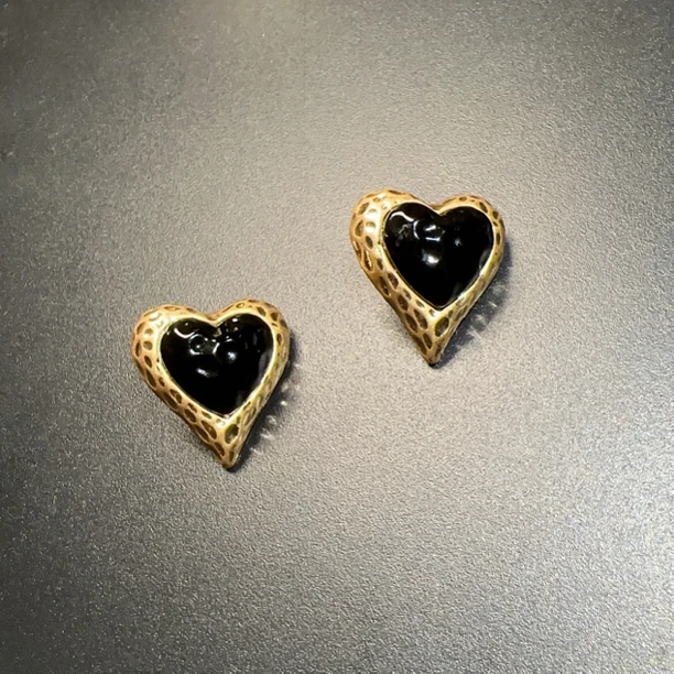 铜合金琉璃耳饰 复古耳环爱心耳饰vintage饰品925银针EDCug 0058