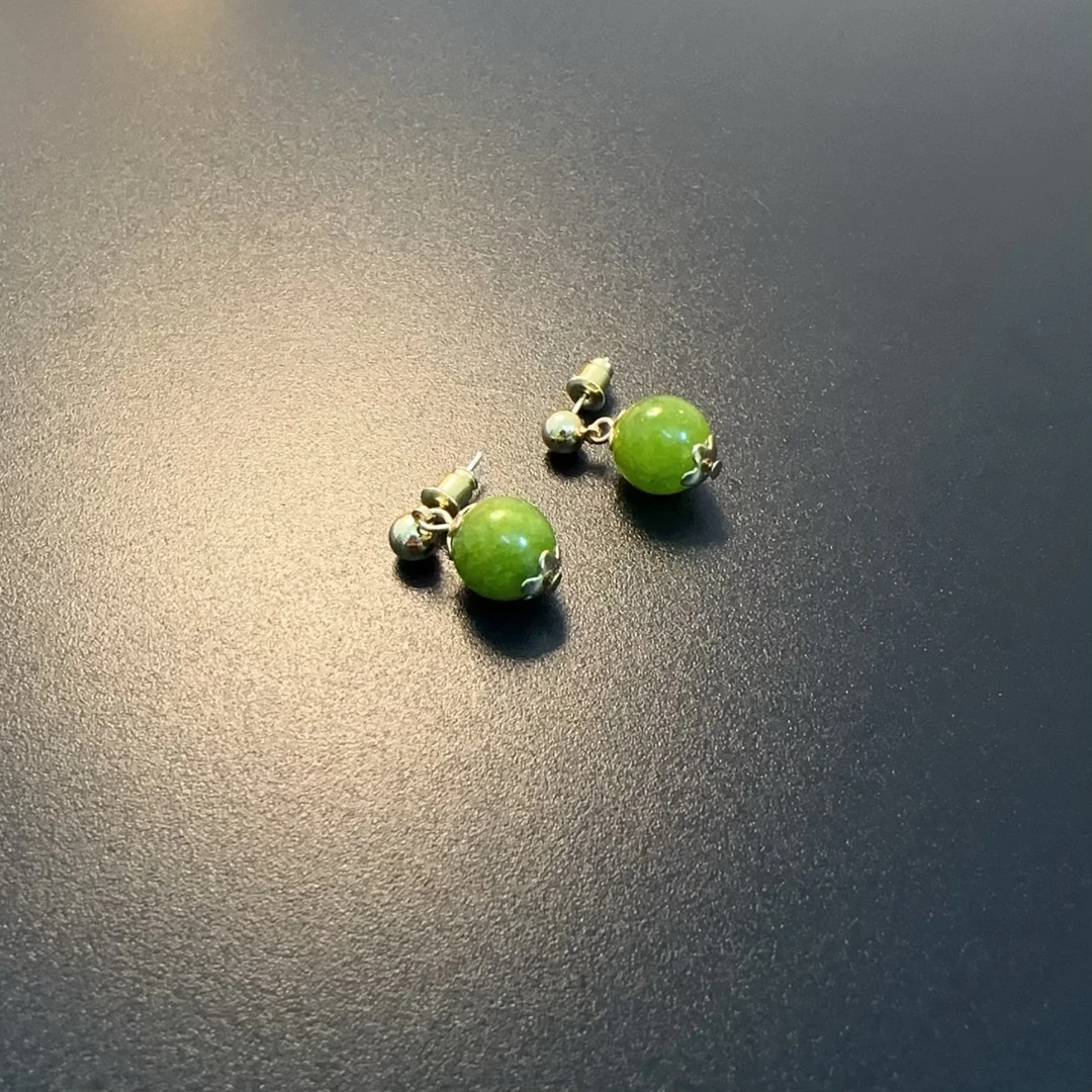 合金石英石耳饰 绿珠耳环中式新国风小众耳环高级EDGlc 0215