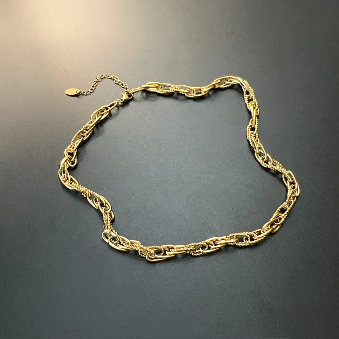 铜合金项链 金色链条项链个性复古短项链中性ins项链NECug 0165