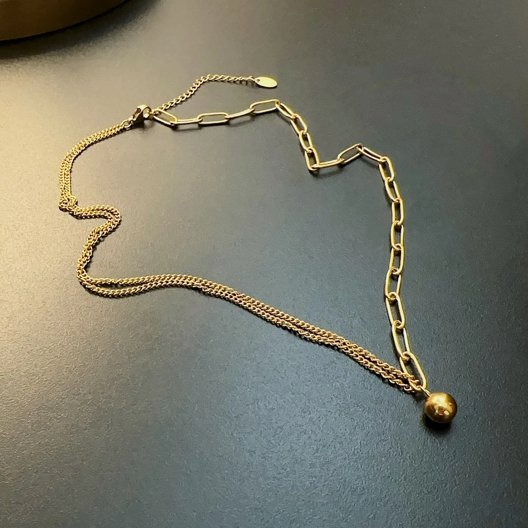 合金项链 金色吊坠项链小球个性百搭饰品NECug 0205