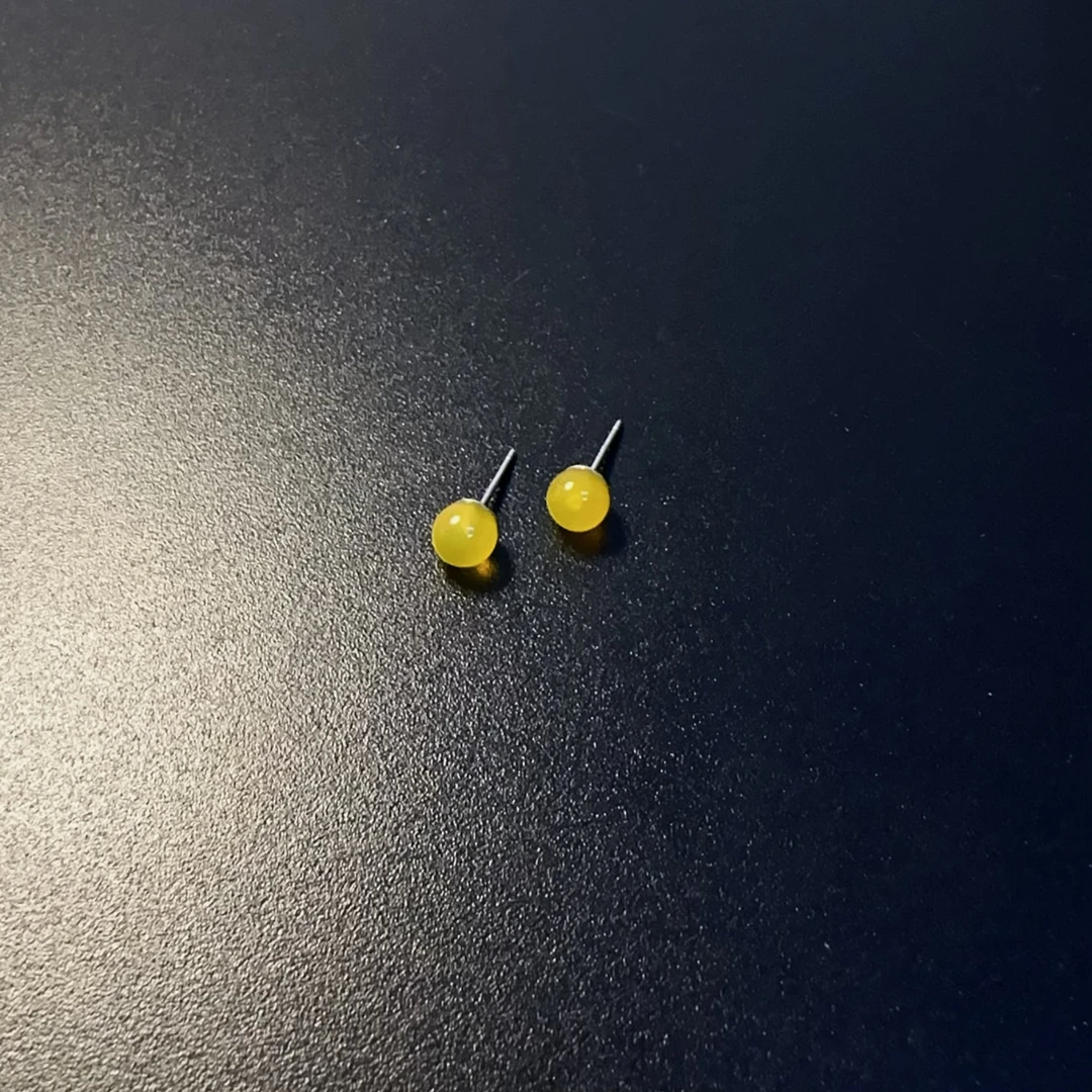 非金属仿水晶耳饰 耳钉黄色圆球透润耳饰耳球迷你百搭EDGlc 0169