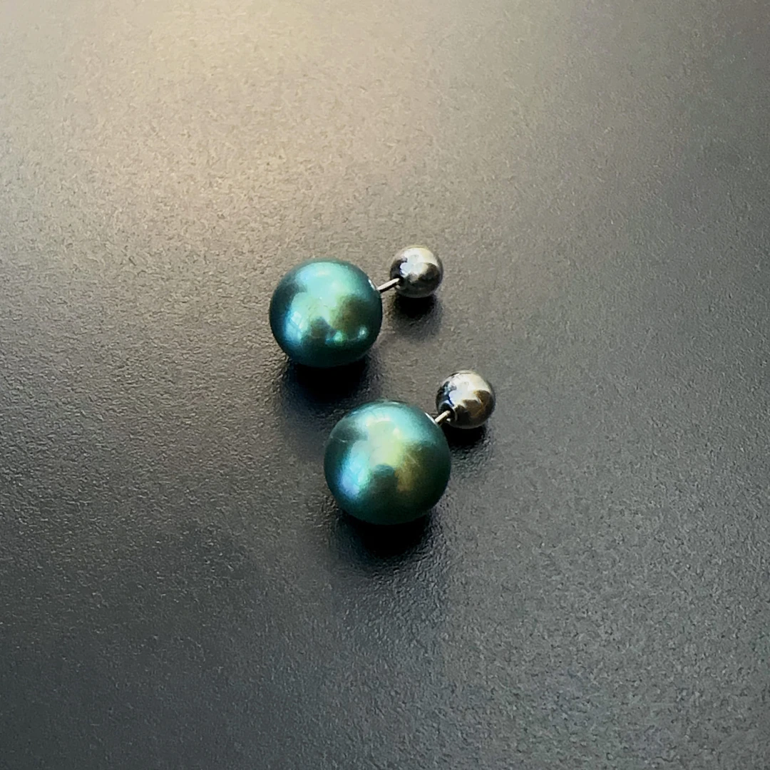 非金属仿水晶耳饰 蓝绿色耳饰炫彩大球耳环925银针EDGlc 0089