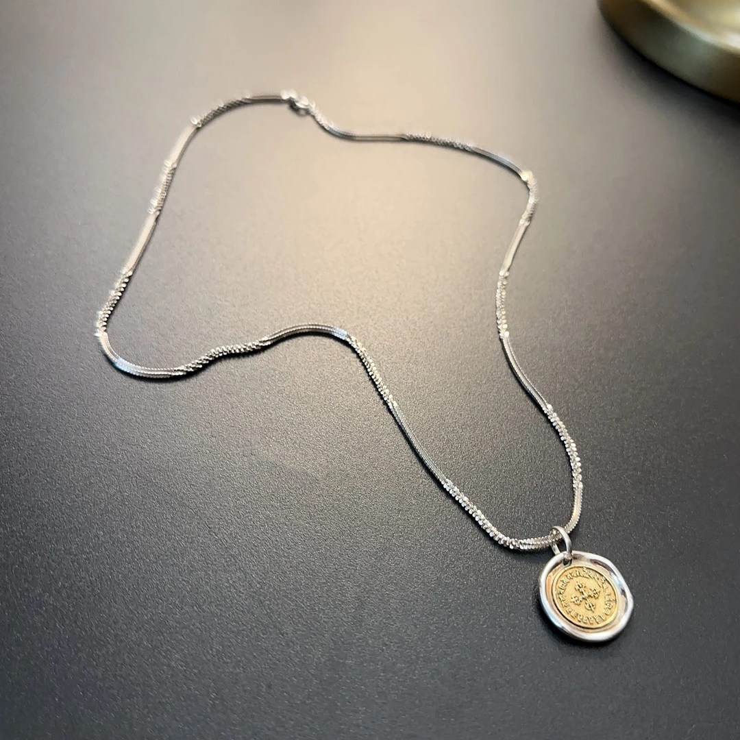 坠链均925银 925银复古吊坠项链古币双色 NEAgs 0143+NEAgs 0046