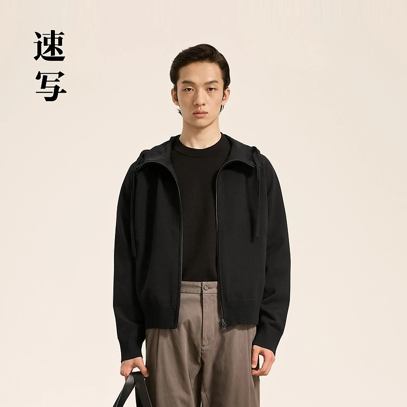 【商场同款】速写男装2024秋新品毛衫H型戴帽领长袖短款9O9311880