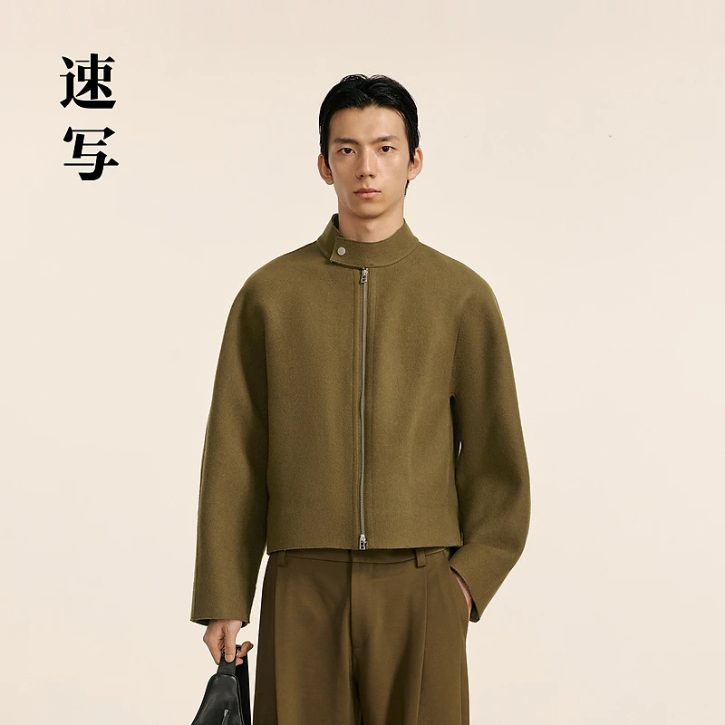【商场同款】速写男装2024冬新品毛呢外套宽松立领短款9OA813320