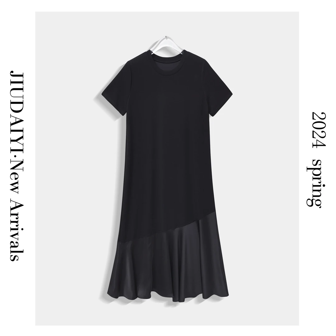 玖黛衣【海滩裙】新款简约气质宽松拼接连衣裙QZPM28069