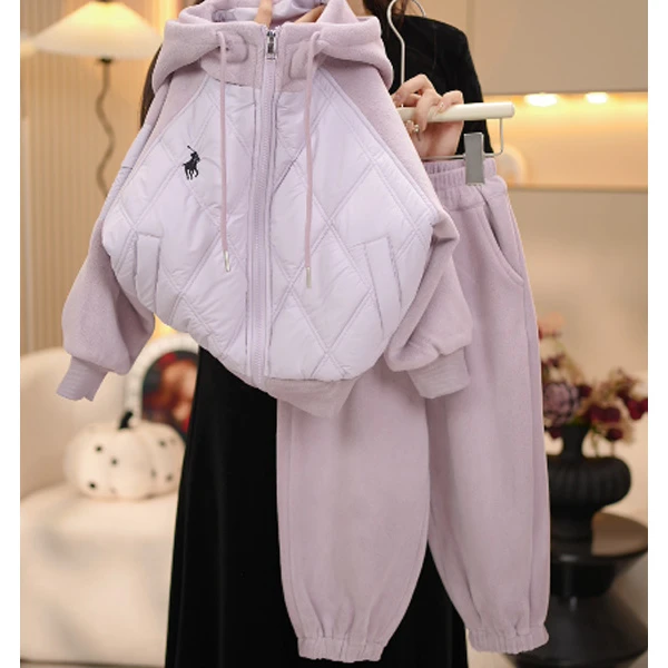 【米拉】女童夹棉加厚外套裤子套装秋冬季新款中大童2024新款两件套