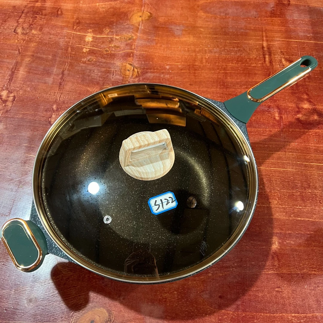 （微瑕）麦饭石大炒锅内30cm（S-122）