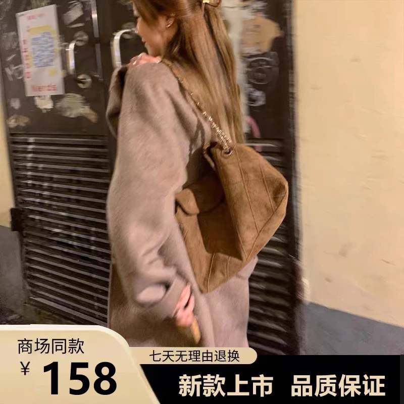 UR205春夏款韩系菱格绒面托特包大容量小香风温柔链条单肩腋下包