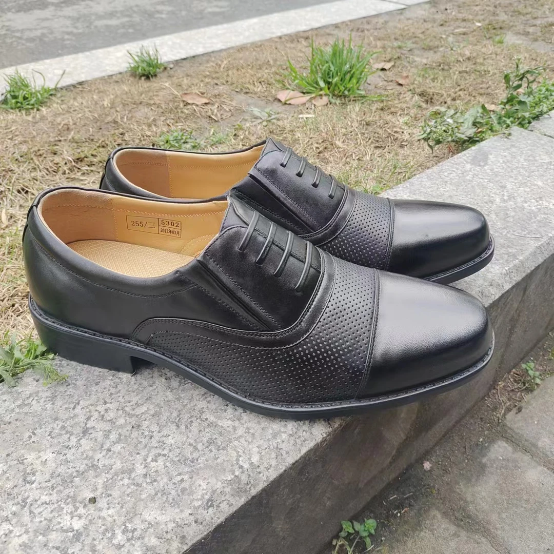 夏季真皮三接头皮凉鞋男网眼透气镂空皮凉鞋制式皮鞋