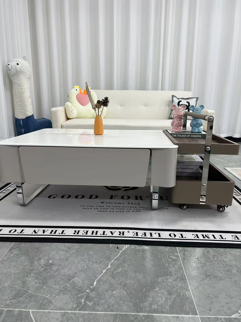 【钢琴烤漆】实木轻奢简约烤漆客厅茶几小户型微晶石轻奢茶几边几