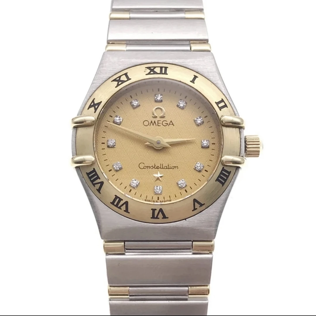 99新 Omega/欧米茄 22.5mm/星座系列/黄盘内钻/石英机芯/女士腕表