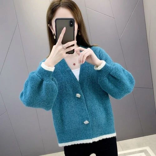 雪尼尔毛衣女针织开衫秋冬加厚2024新款外套上衣短款时尚洋气外穿