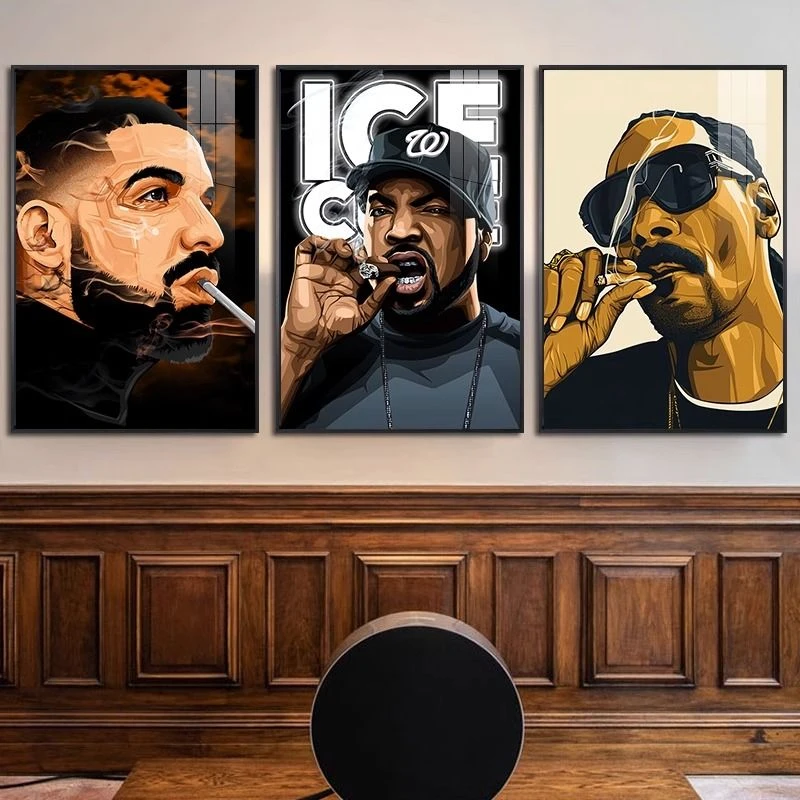 hiphop说唱歌手挂画嘻哈男士理发店barbershop装饰画酒吧墙面壁画