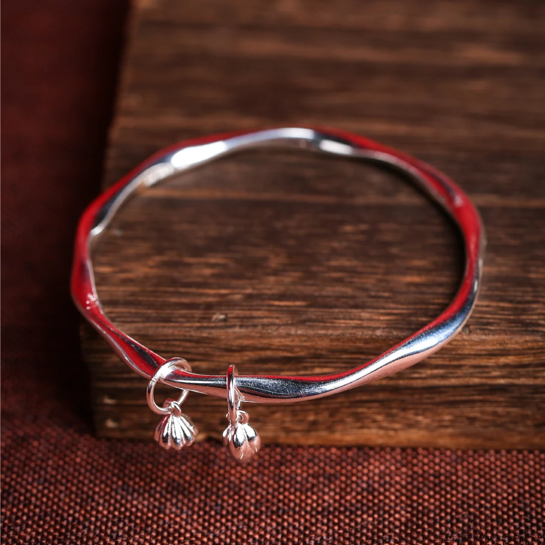 足银手镯 【莫比乌斯两世欢吊坠手镯】老艺坊银铺999足银 23.07g