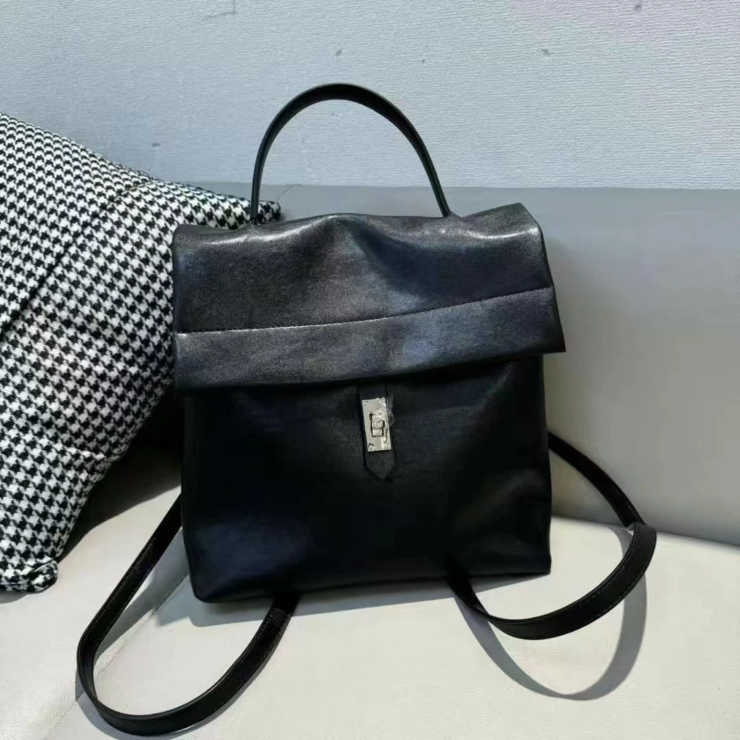 欧洲站真皮包包女2025春夏新款小众时尚高级质感大容量旅行双肩包