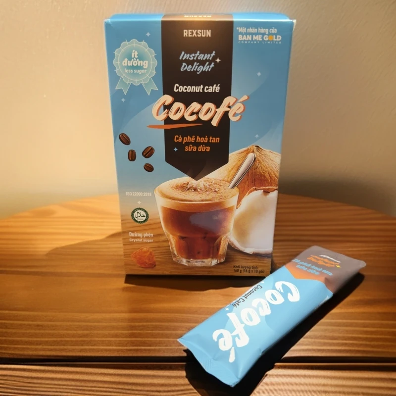 越南代购REXSUN椰奶cocofe冰糖椰子速溶咖啡Coconut cafe清真盒装