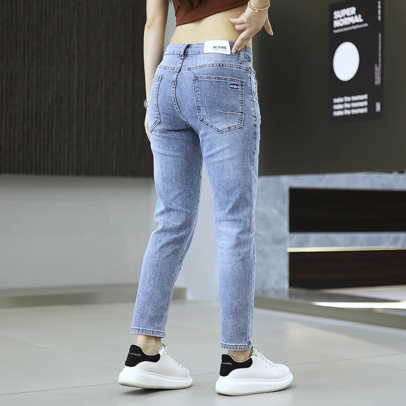 新款潮流薄款男款男士小脚九分弹力户外男士网红牛仔裤夏季男款