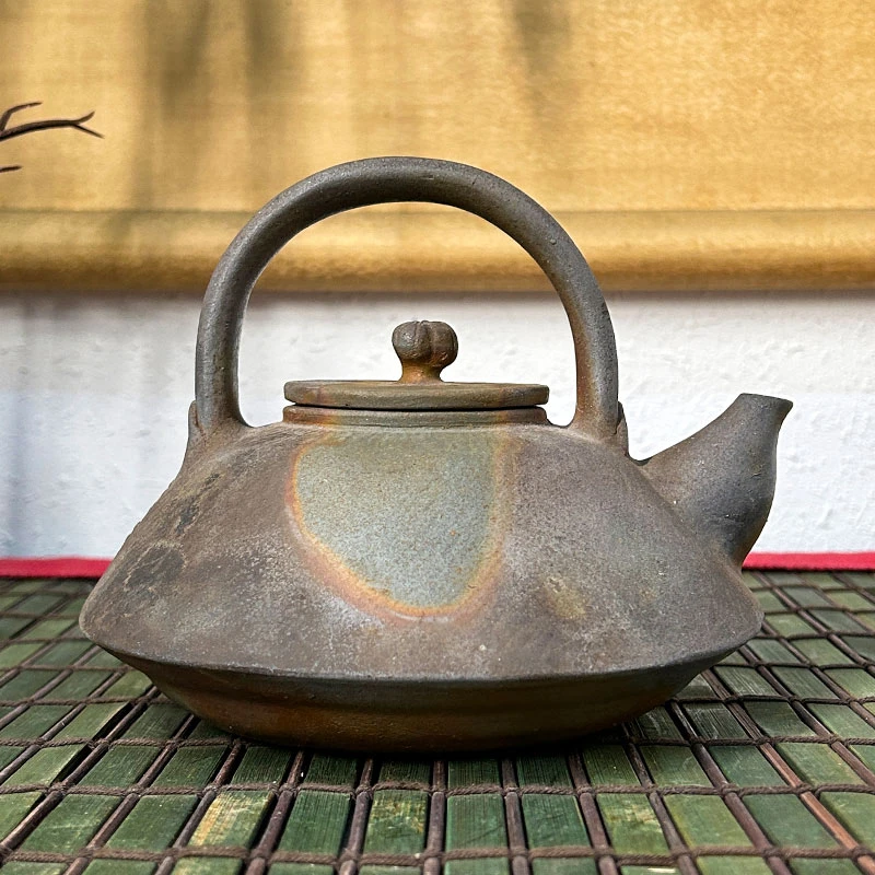 二代小山一草备前烧水注复古家用日式进口柴烧陶瓷水壶