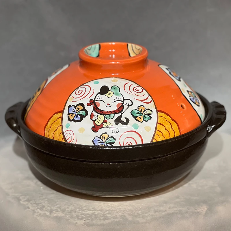 日本夕立窑9号锅手绘福雲FC916