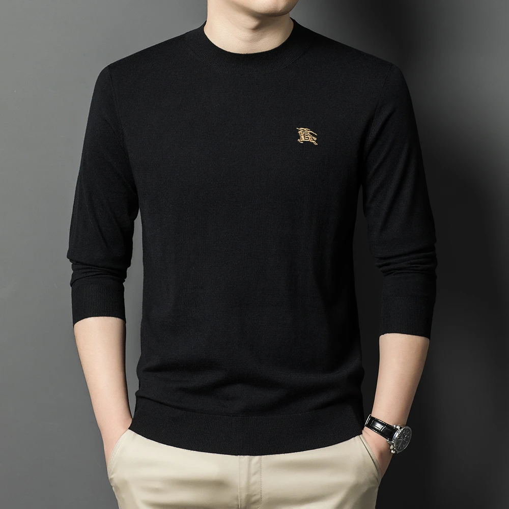 羊毛衫半高领男士秋冬薄款经典百搭返潮复古纯色精细羊毛专柜同款