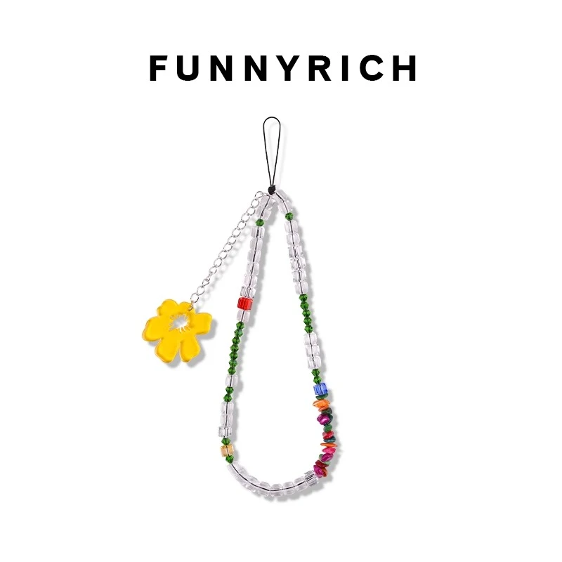 FUNNYRICH彩色石头串珠手机链苹果手机壳挂链ins新款挂绳高级饰品