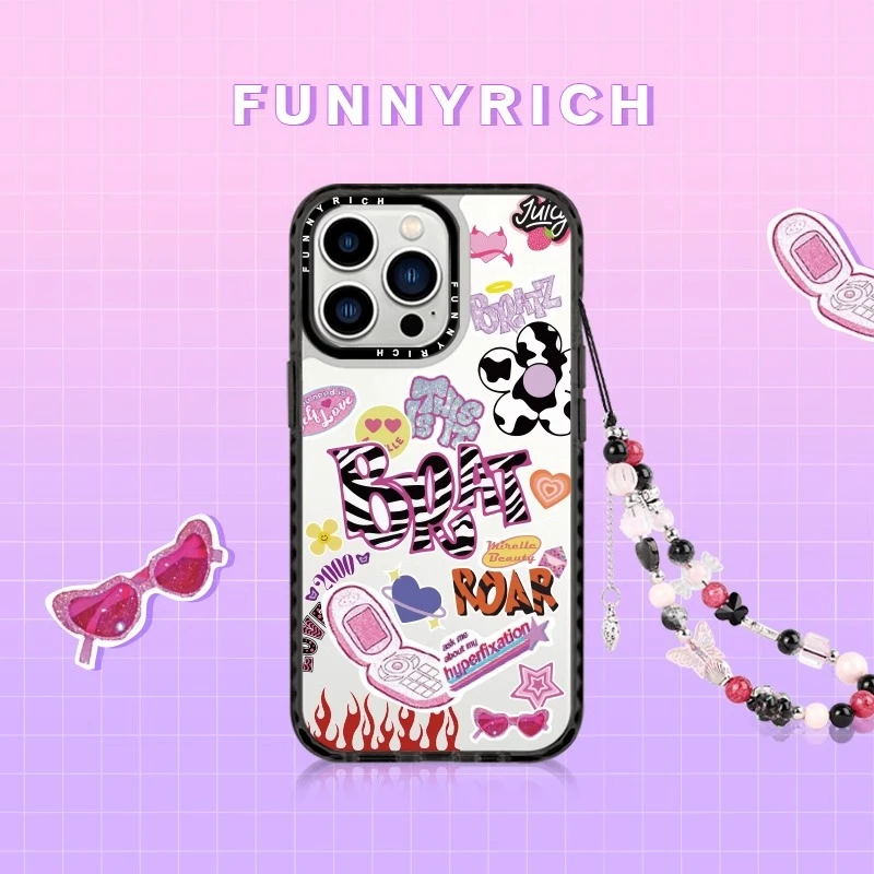 FUNNYRICH斑马纹Y2K适用苹果15ProMax手机壳iPhone14新款保护套13