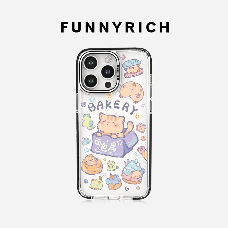 FUNNYRICH猫咪面包工坊适用iPhone16ProMax手机壳新款苹果15磁吸